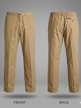 👖 Y2K Members‎ Only Khaki Wide Leg Pants Elastic Waist 8867-13 👖